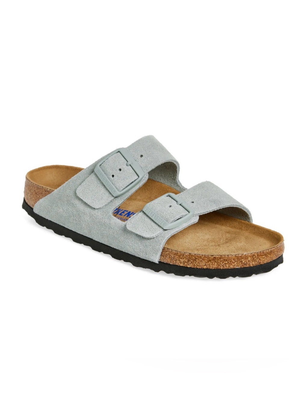Birkenstock Arizona Suede Two-Strap Sandal 38 EUB - Light Blue / Pure Sage